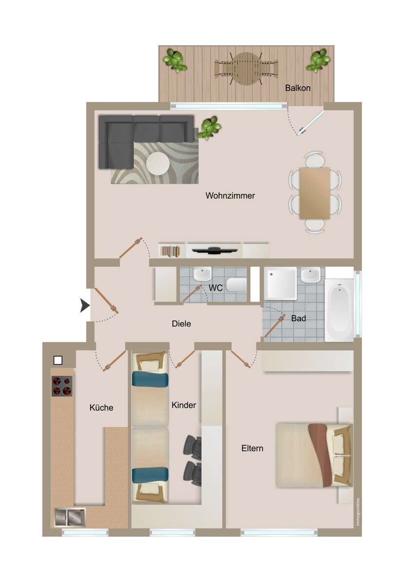 Vermietete 3-Zimmer-Wohnung mit Blick ins Grüne